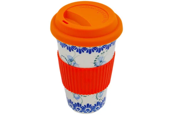 6" Travel Coffee Mug with Sleeve - Blue Wildflower