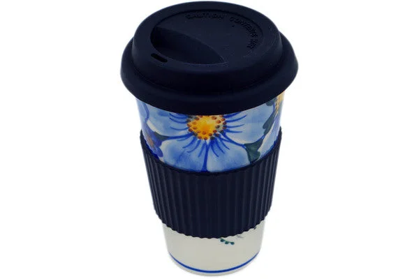 6" Travel Coffee Mug with Sleeve - Himalayan Blue Poppy