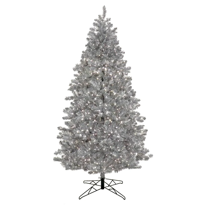 7.5 ft. Pre-Lit Christmas Matt Silver Metallic Tree