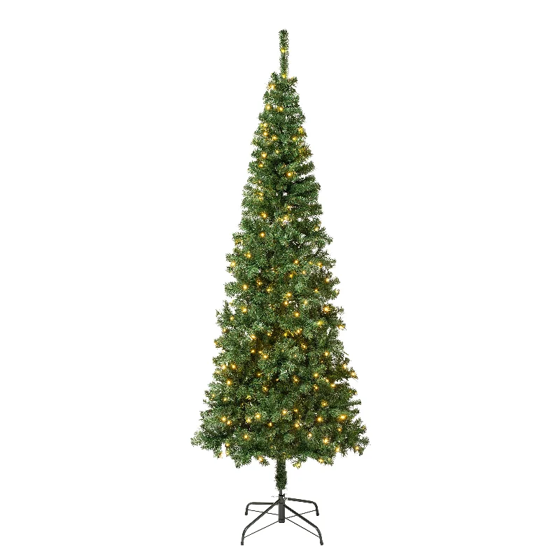 7.5 ft. Pre-Lit Linden Spruce Slim Tree with LED Lights