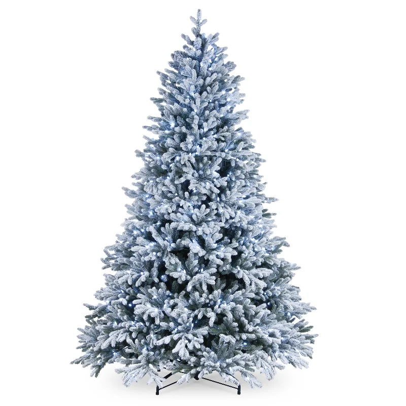 7.5 ft. Pre-Lit Snowy Hamilton Spruce Tree with Warm White Lights