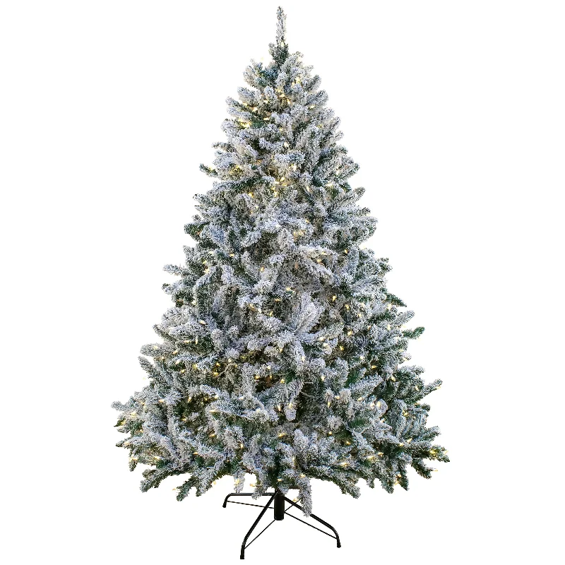 7.5 ft. Pre-Lit Snowy Hudson Tree with PowerConnect Warm White LED Lights