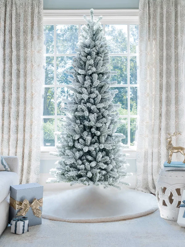 7.5' King Flock® Slim Tree with Warm White LED Lights - FINAL SALE