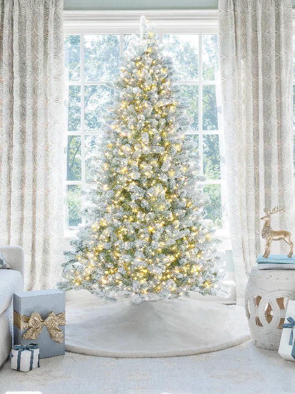 7.5' King Flock® Tree with Warm White LED Lights - FINAL SALE