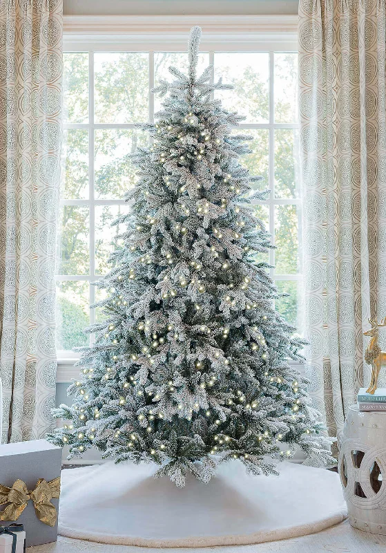 8' Queen Flock® Artificial Christmas Tree with 900 Warm White LED Lights