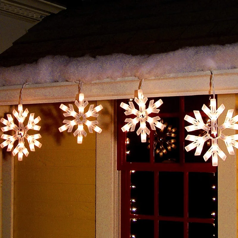 8-Function Warm White LED Snowflake Lights