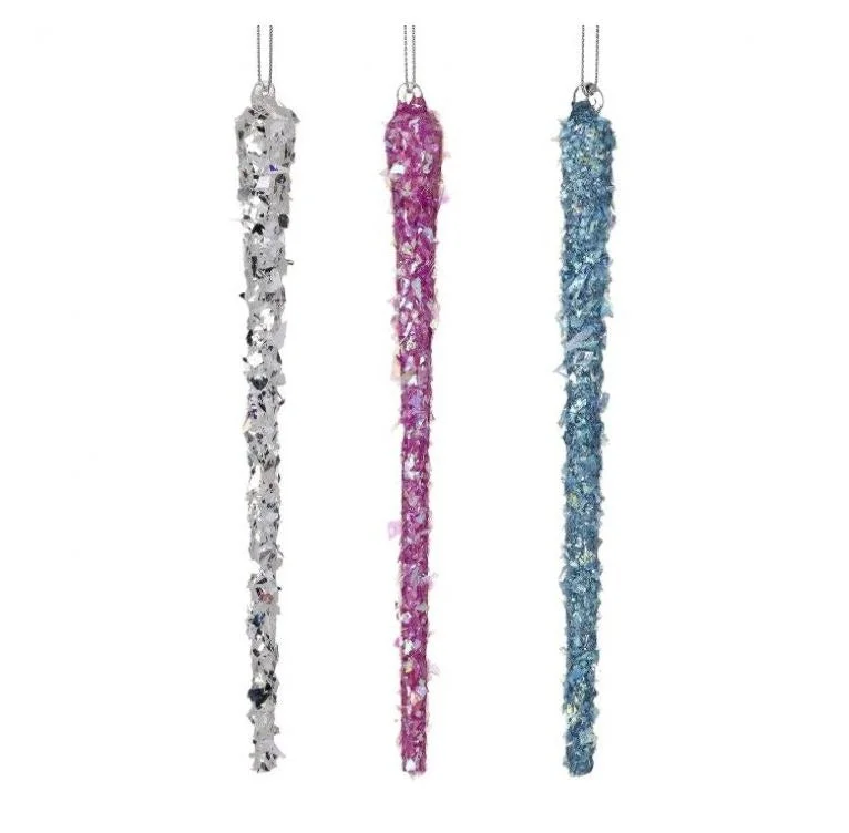 8" Retro Icicle Ornament Set Of 6