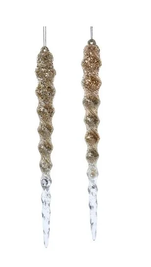 9" Gold & Silver Icicle Ornament Set Of 6