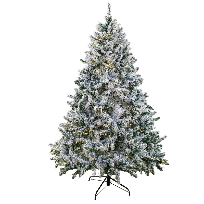 9ft. Pre-Lit Snowy Hudson Hinged Tree with PowerConnect Dual Color LED Lights