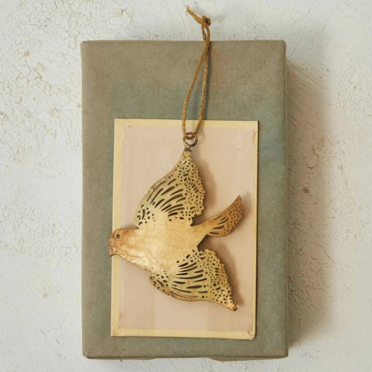 Antiqued Gold Metal Bird Ornament