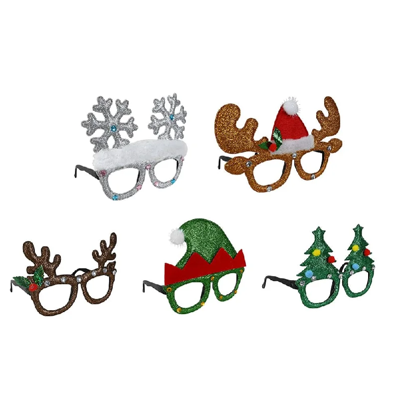 Christmas Glitter Glasses Asst