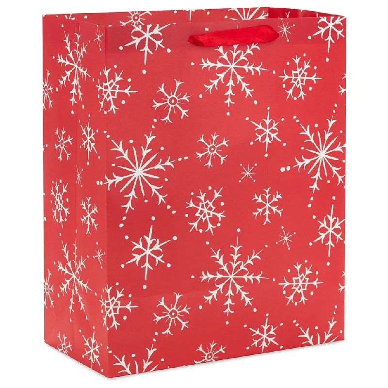 Hallmark : 13" Snowflakes on Red Large Holiday Gift Bag