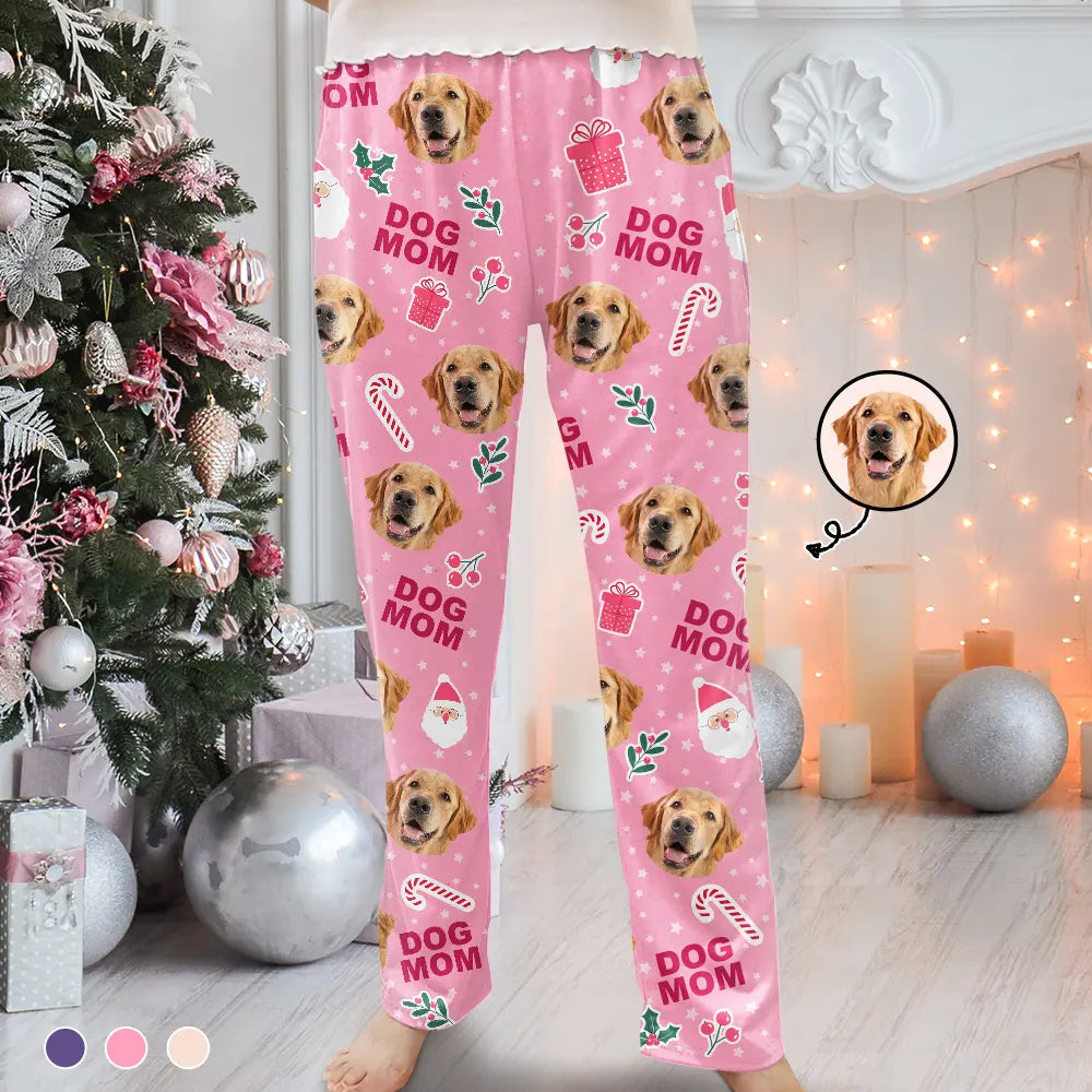 Custom Photo Dog Cat Mom Cute Pinky Girly Gift - Personalized Pajama Pants