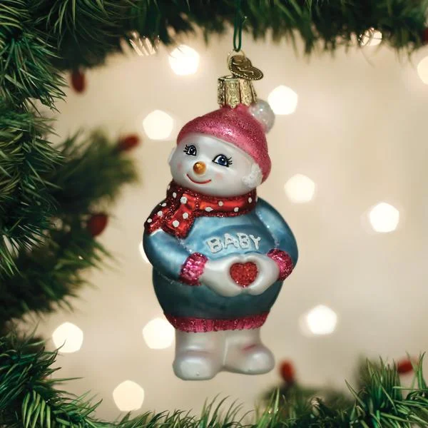 Expectant Snowlady Ornament