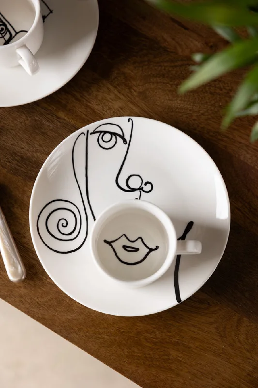 Female Face Coffee Cup & Saucer