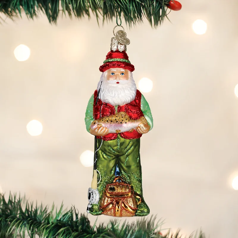 Fly Fishing Santa Ornament