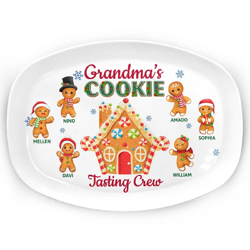 Grandma's Cookie Tasting Crew - Christmas, Loving Gift For Mom, Grandma, Grandparents, Family - Personalized Plate