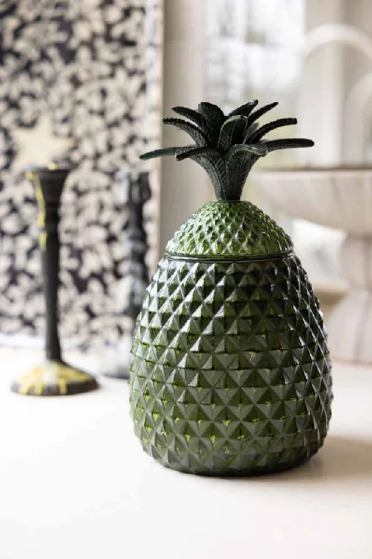 Green Glass Pineapple Jar