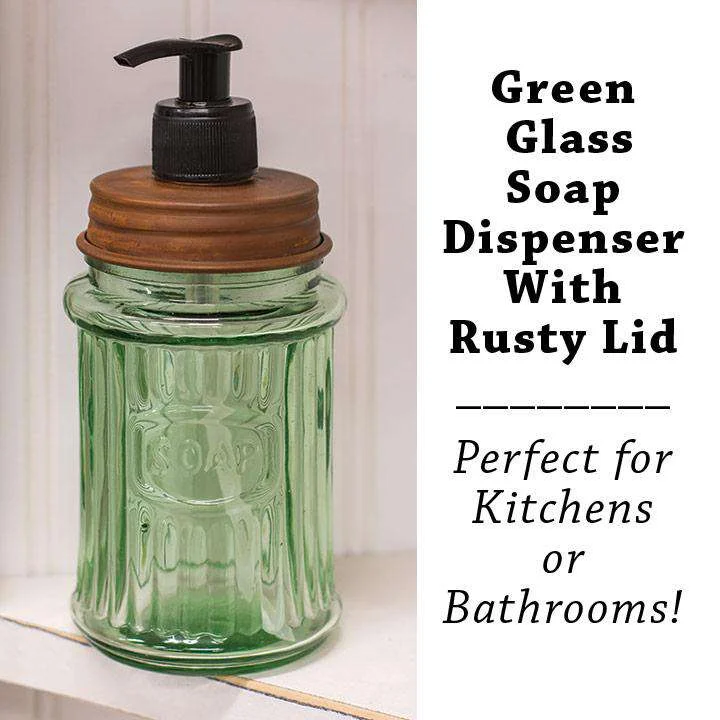 Green Glass Soap Dispenser