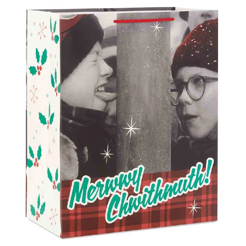 Hallmark : 13" A Christmas Story™ Ralphie and Flick Large Christmas Gift Bag