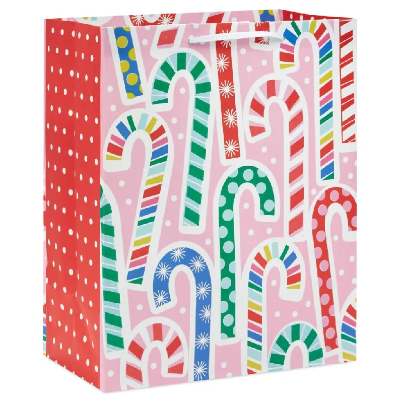 Hallmark : 13" Colorful Candy Canes on Pink Large Christmas Gift Bag