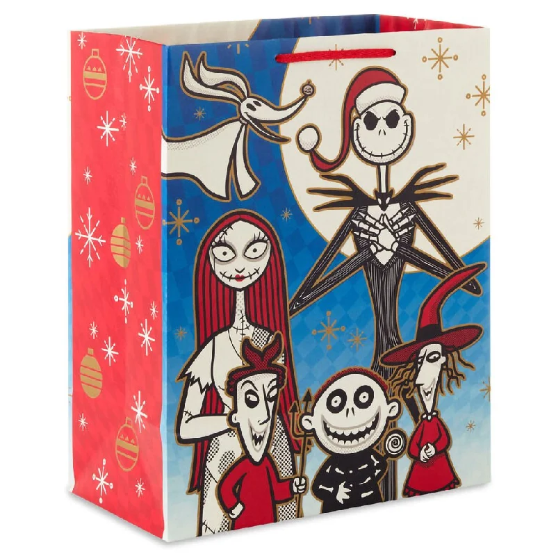 Hallmark : 13" Disney Tim Burton's The Nightmare Before Christmas Characters on Blue Large Gift Bag