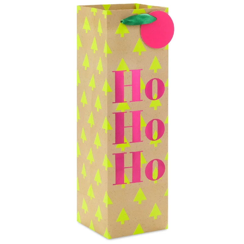 Hallmark : 13" Ho Ho Ho Neon Christmas Wine Gift Bag