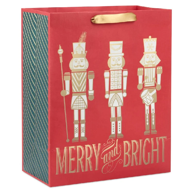 Hallmark : 13" Nutcrackers on Red Large Christmas Gift Bag