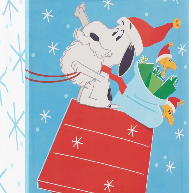 Hallmark : 13" Peanuts® Santa Snoopy on Dog House Sleigh Large Christmas Gift Bag