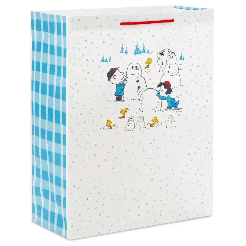 Hallmark : 15.5" Peanuts® Gang Building Snowmen Extra-Large Christmas Gift Bag