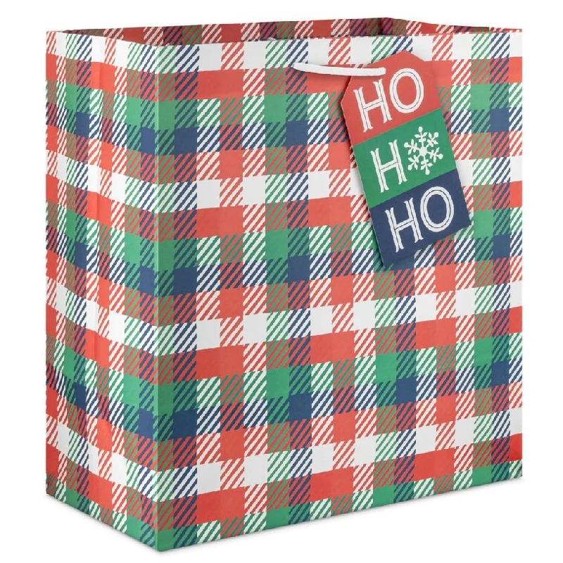 Hallmark : 15" Bold Woven Plaid Extra-Deep Christmas Gift Bag