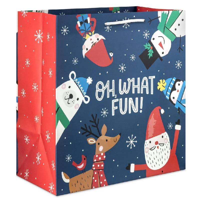 Hallmark : 15" Santa and Friends Extra-Deep Christmas Gift Bag