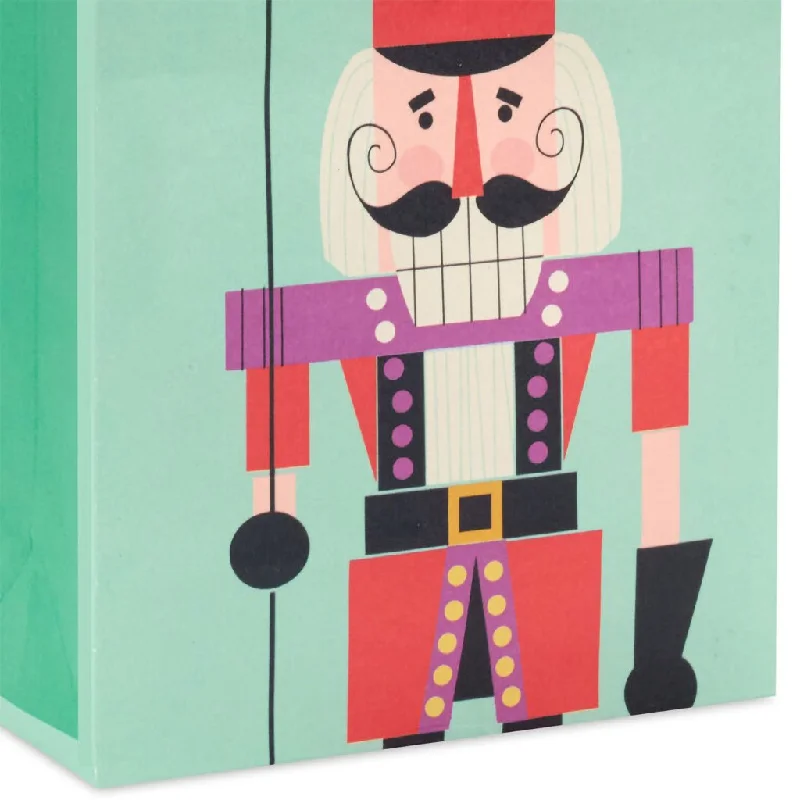 Hallmark : 4.6" Colorful Nutcracker on Green Christmas Gift Card Holder Mini Bag