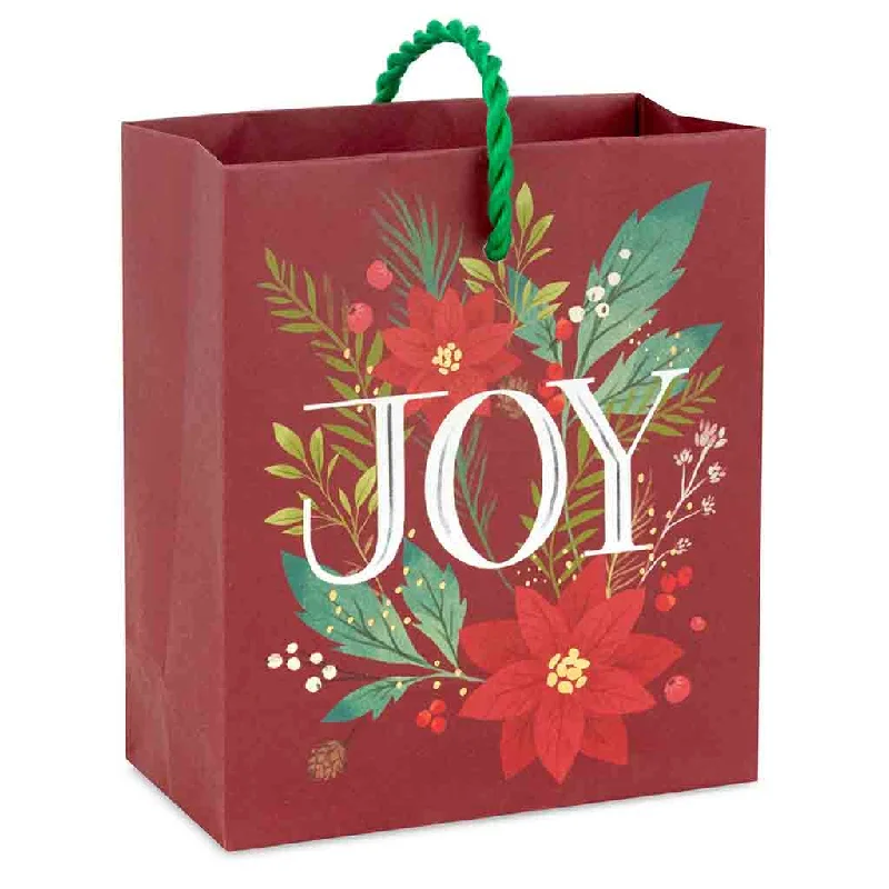 Hallmark : 4.6" Joy With Poinsettias Christmas Gift Card Holder Mini Bag