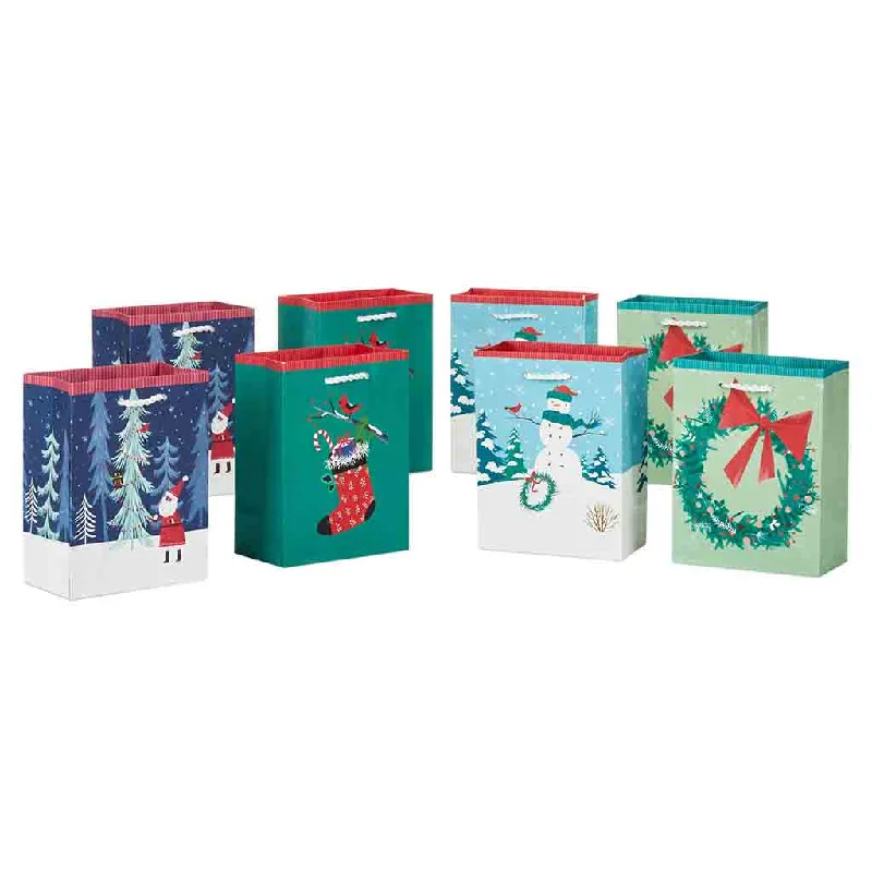 Hallmark : 5.7" Winter Season Scenes 8-Pack Assortment Small Christmas Gift Bags