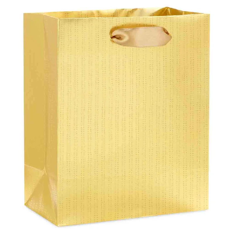 Hallmark : 6.5" Gold Stripes on Gold Metallic Small Christmas Gift Bag