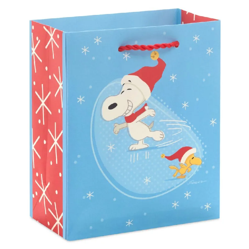 Hallmark : 6.5" Peanuts® Snoopy and Woodstock Ice-Skating Small Christmas Gift Bag