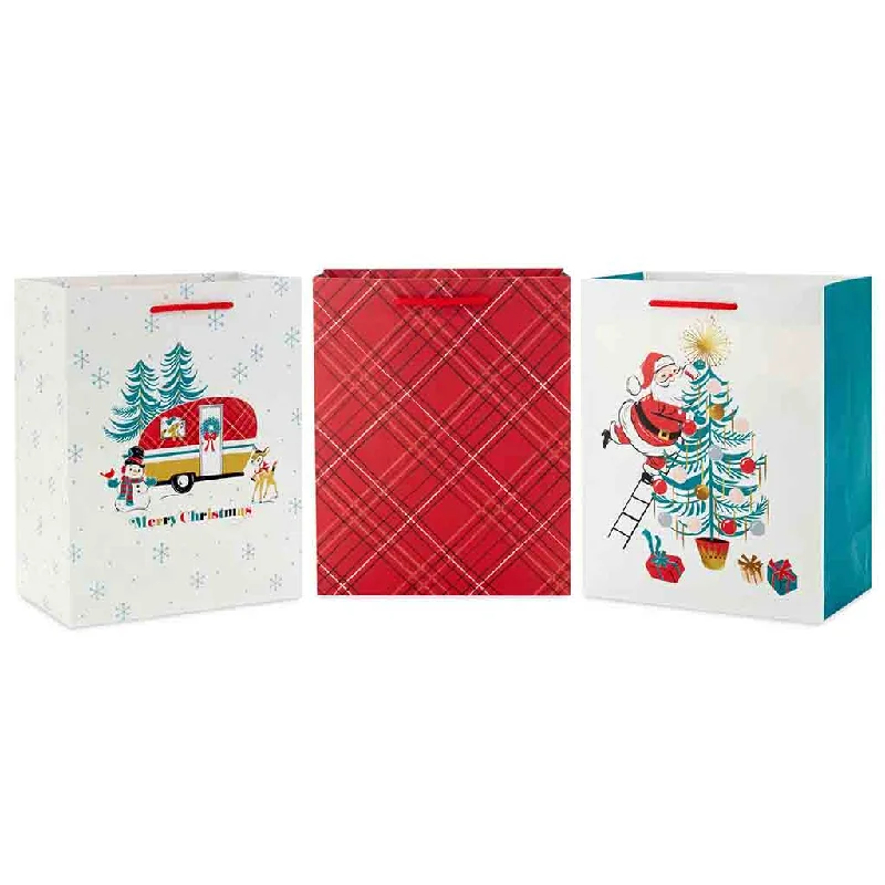 Hallmark : 8.8" Old-Fashioned 3-Pack Assortment Medium Christmas Gift Bags