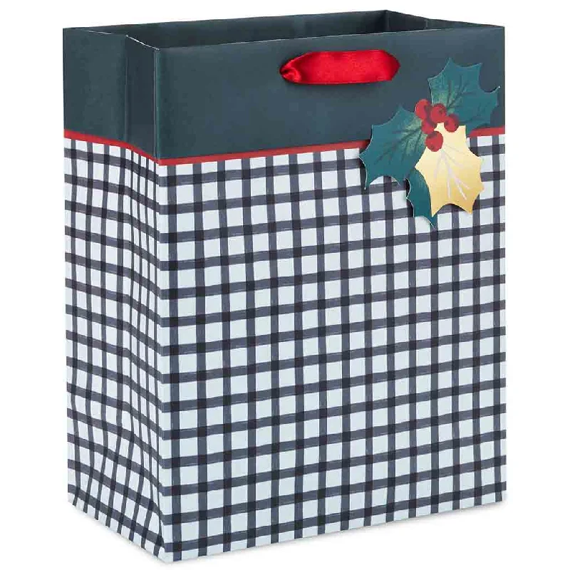 Hallmark : 9.6" Black and White Check Medium Holiday Gift Bag