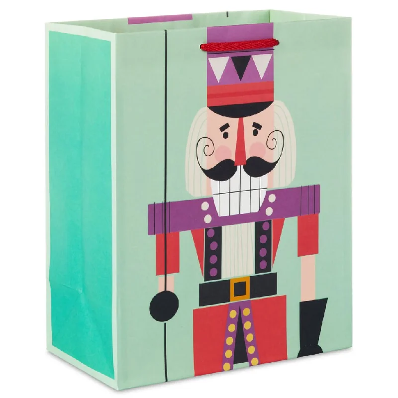 Hallmark : 9.6" Colorful Nutcracker on Green Medium Christmas Gift Bag