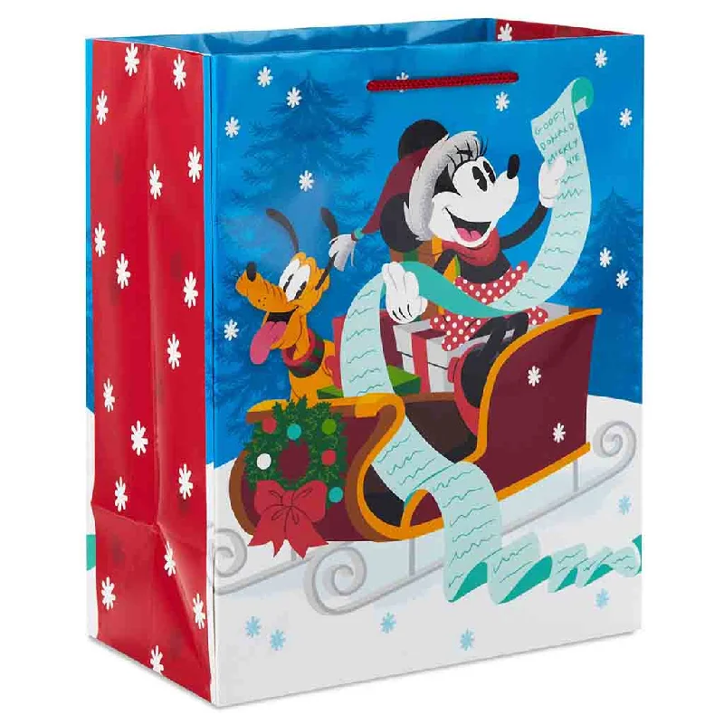 Hallmark : 9.6" Disney Minnie Mouse and Pluto Medium Christmas Gift Bag