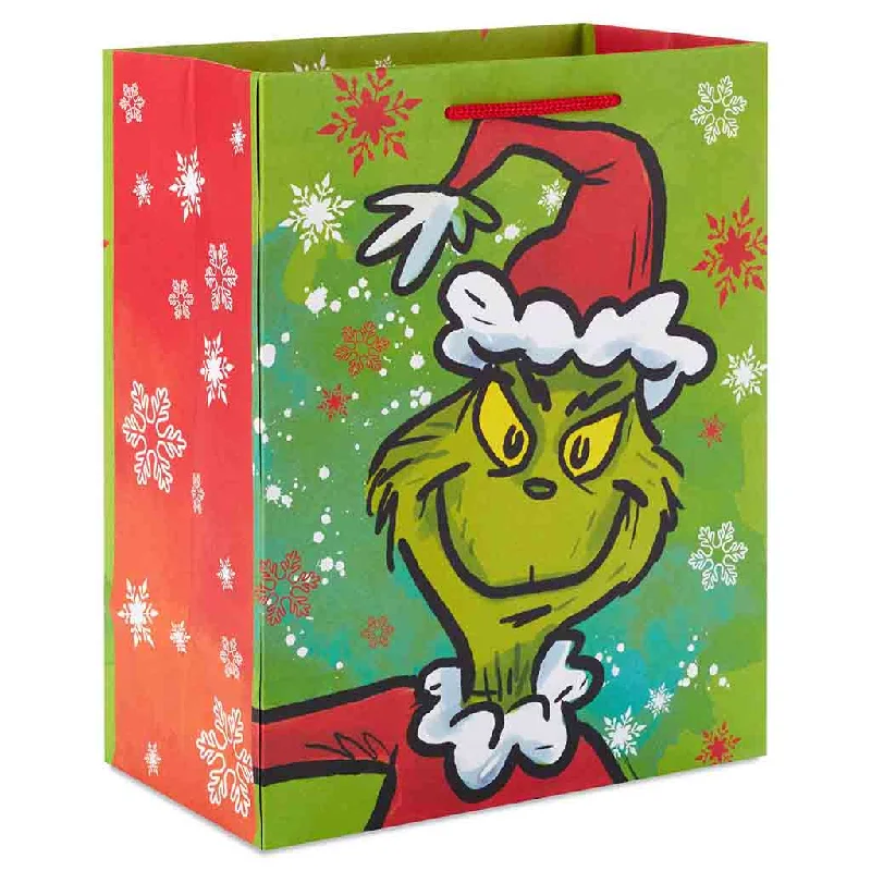 Hallmark : 9.6" Dr. Seuss's How the Grinch Stole Christmas!™ Grinch in Santa Suit Medium Gift Bag