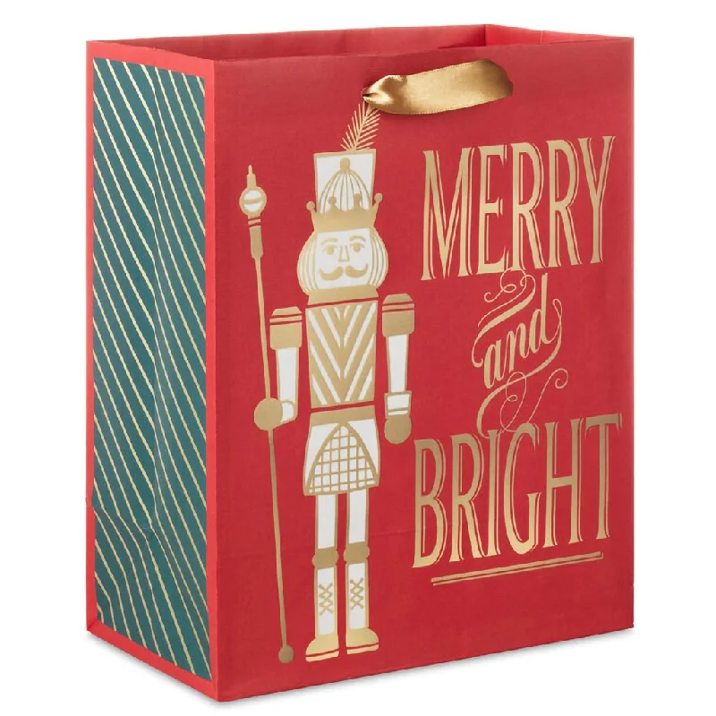 Hallmark : 9.6" Nutcracker on Red Medium Christmas Gift Bag