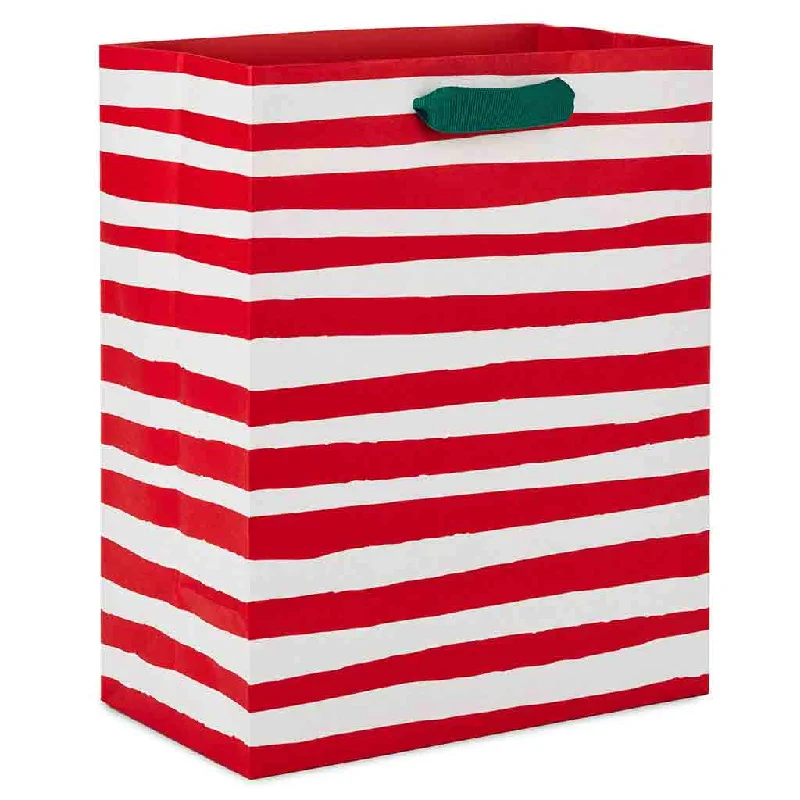 Hallmark : 9.6" Red and White Stripes Medium Christmas Gift Bag