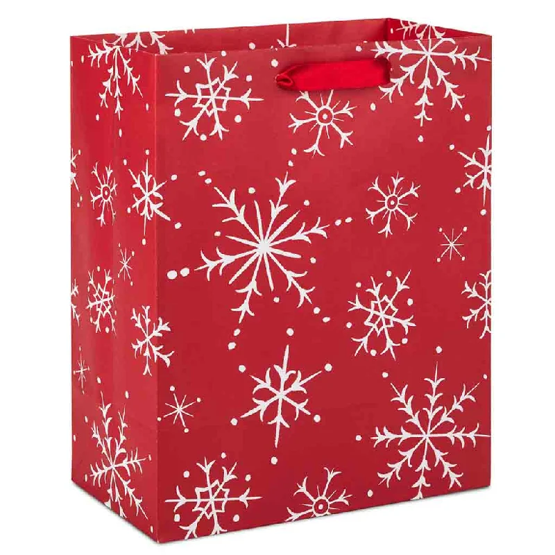 Hallmark : 9.6" Snowflakes on Red Medium Holiday Gift Bag