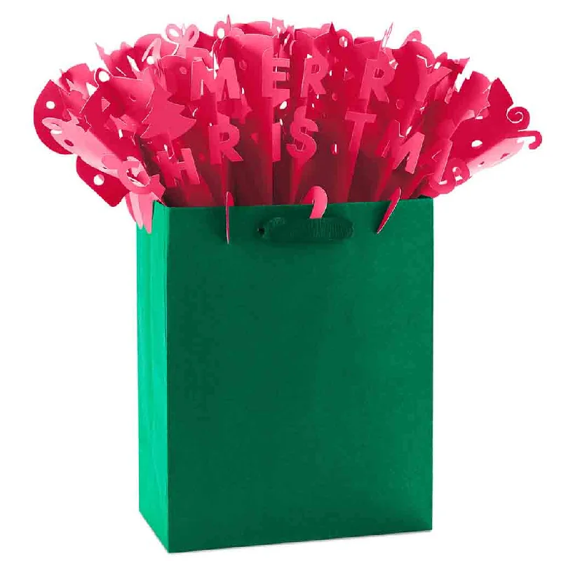 Hallmark : Red Merry Christmas WonderFill Paper Gift Bag Topper