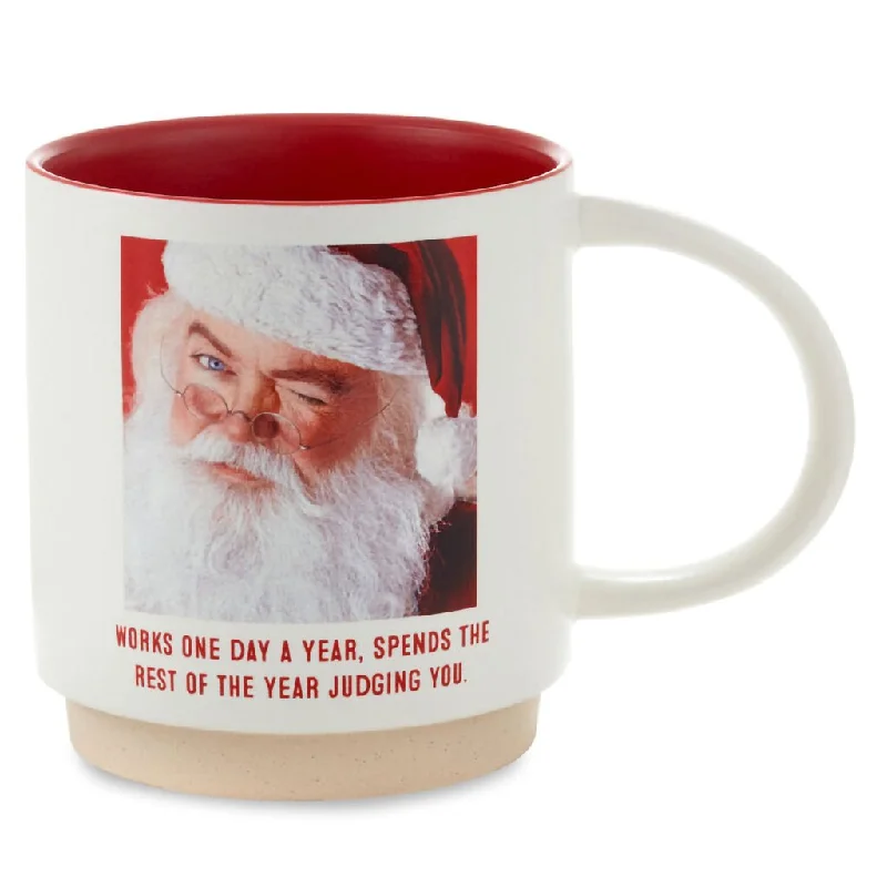 Hallmark : Santa Works 1 Day, Judges All Year Funny Holiday Mug, 16 oz.