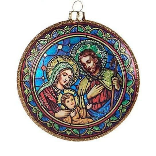 HOLY FAMILY - CHRISTMAS TREE DECORATION - GLASS