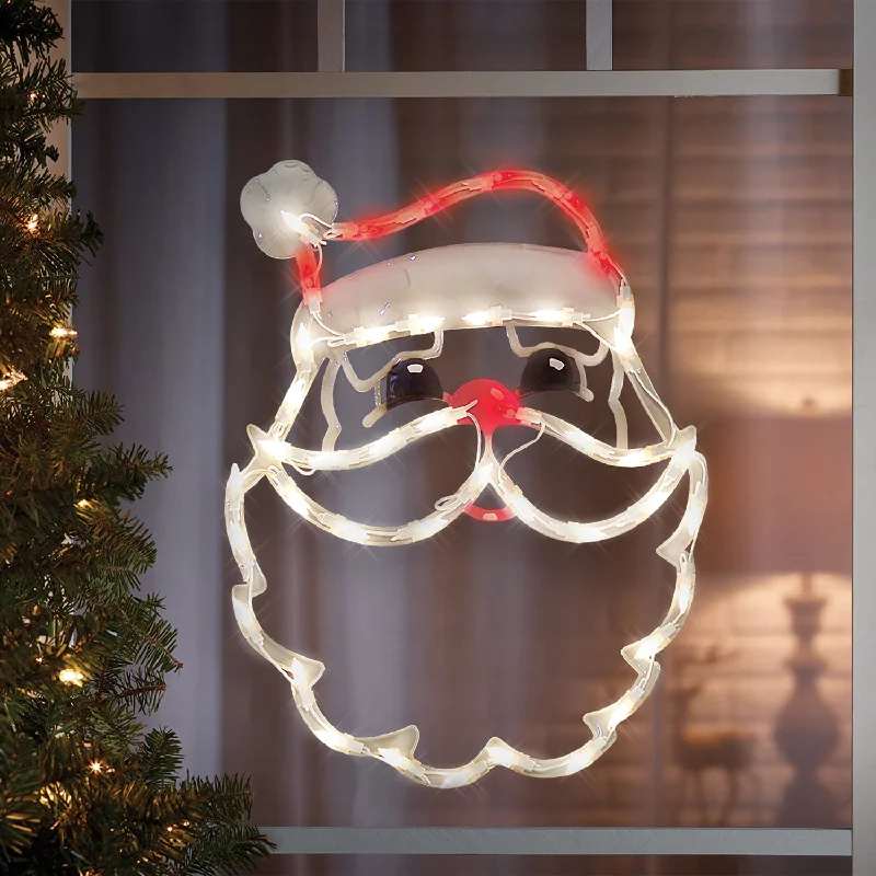 17" Lighted Santa Face Christmas Silhouette Window Decoration