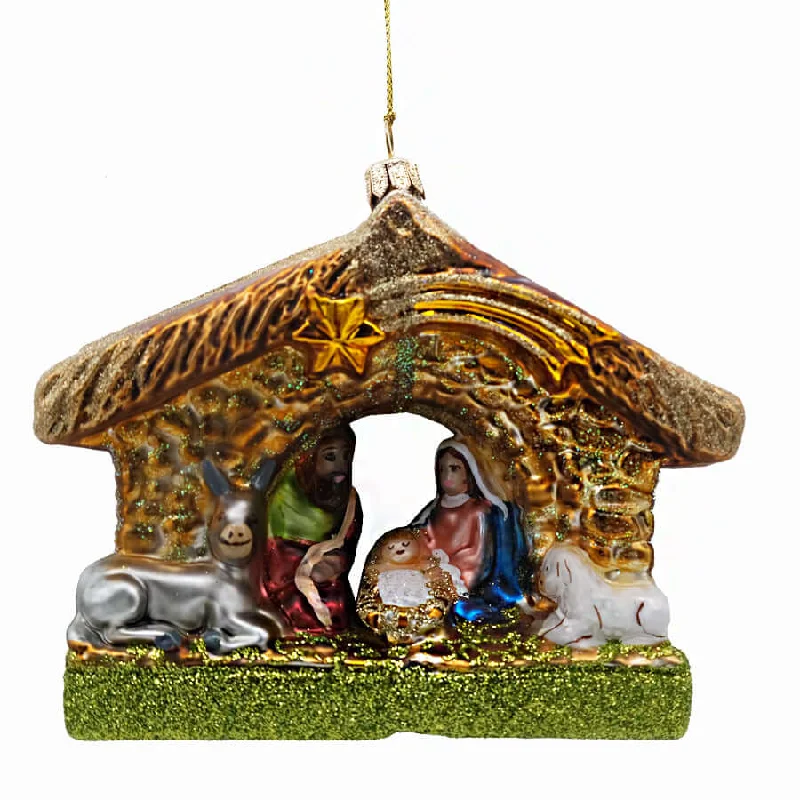 MANGER SCENE - CHRISTMAS TREE DECORATION - GLASS